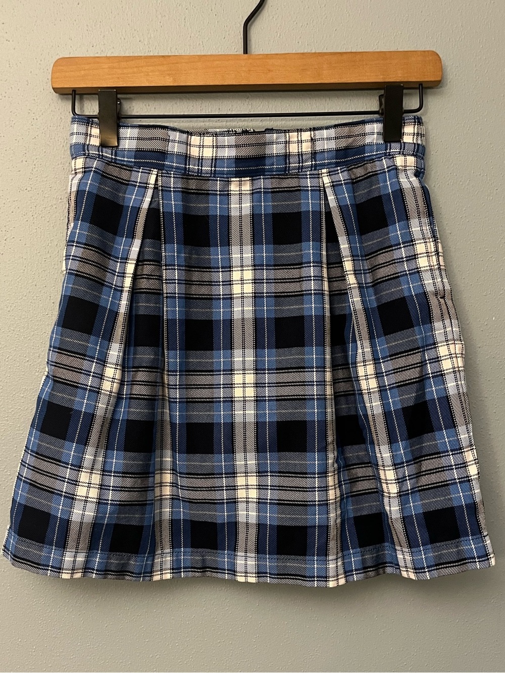 Lands’ End Clear Blue Plaid Uniform Skirt